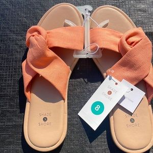 Shade & Shore coral pink Lucia slide Sandal 8 NWT